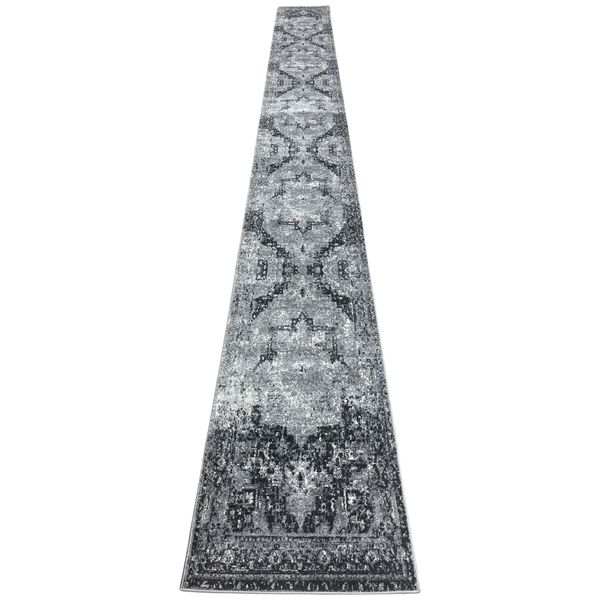 Grey Beige Modern Turkish Machine Made 800 x 80cm Runner Rug