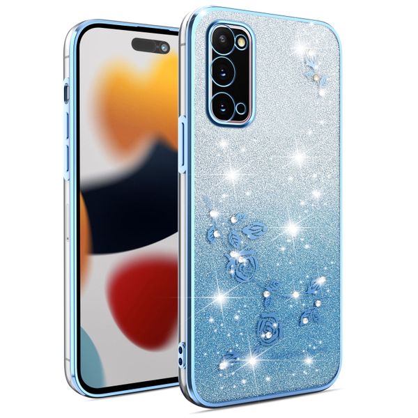 Phone Case Compatible With Samsung S20 Flowers Diamond Shining Cover