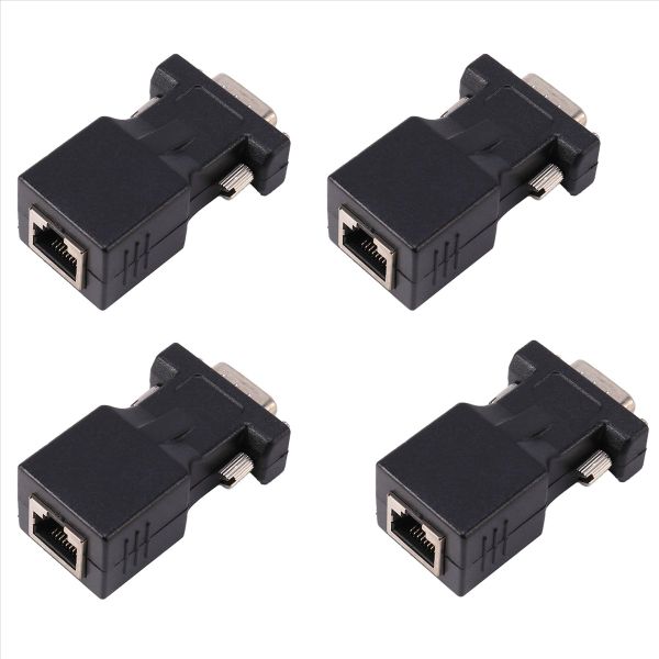 4X VGA Extender Male To LAN CAT5 CAT6 RJ45 Network Cable Adapter