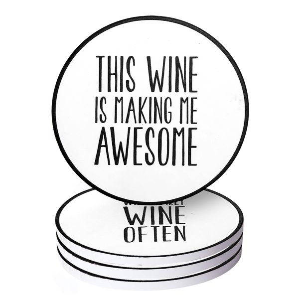 Unique Design Ceramic Tabletop Drink Absorbent Coasters - Set of 4