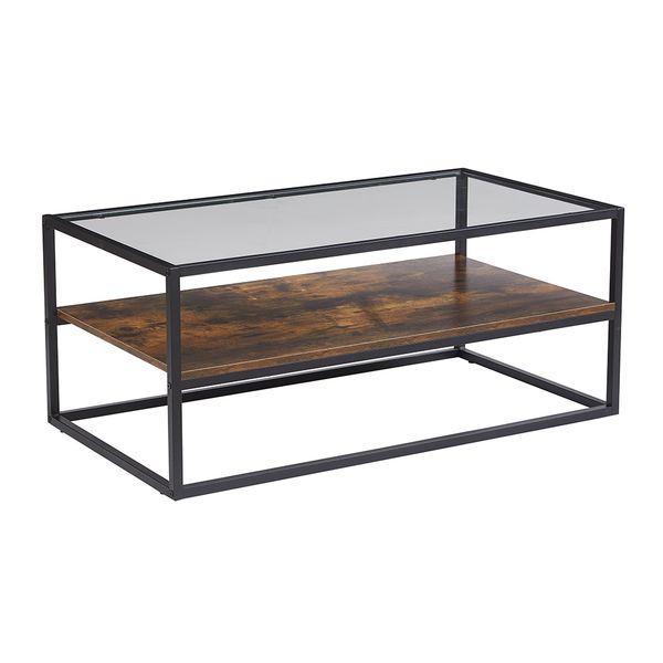 Anchor Home Office Coffee Table with Glass Table Top &amp; Shelve