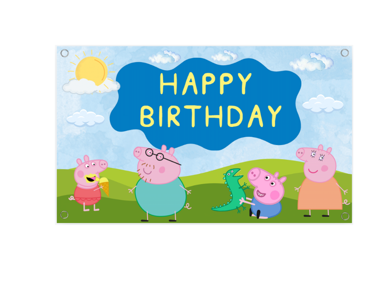 Peppa Pig Birthday Banner - Kids' Theme Party Decoration
