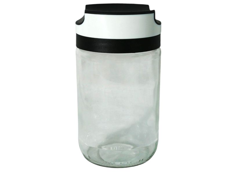 Excellent Housewares Glass Food Storage Canister Black &amp; White Lid - 660ml