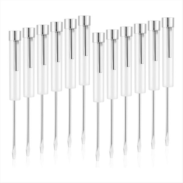12 Pcs Pocket Screwdriver Top And Clip Flat Blade Screwdrivers White