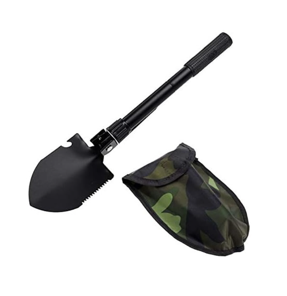 Military Folding Shovel &amp; Pick - Compact Survival Tool with Carry Pouch