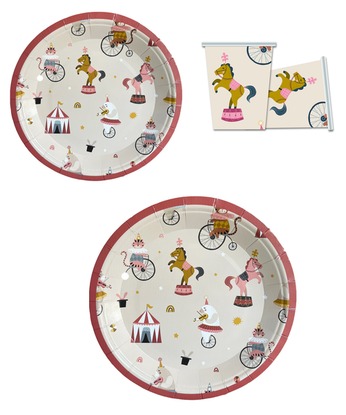 Circus Themed Paper Tableware Set (Set of 10)