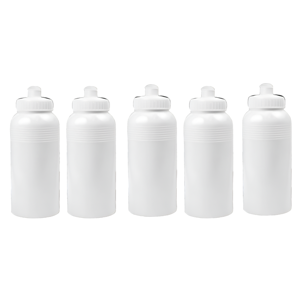 Sports Water Bottles - Leakproof and Reusable - 500ml - White - 10 Pack
