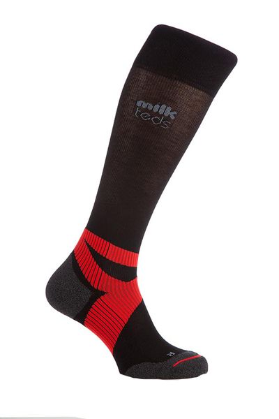 Milkfiber Compression Sport Socks with ABLS Support System in black and red