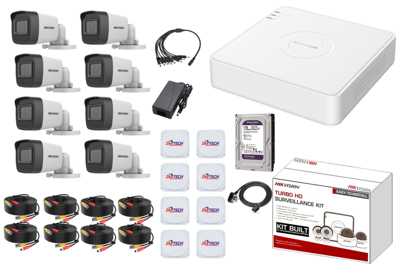 Hikvision 8CH Full CCTV Kit with 1TB HDD &amp; Zatech Ready-Made, Junction Box
