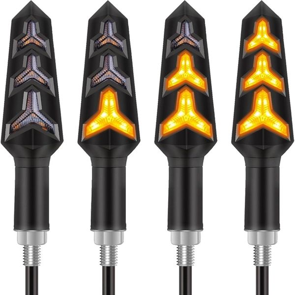 4PCS Motorcycle Turning Indicators Flowing Turn Signal Lights