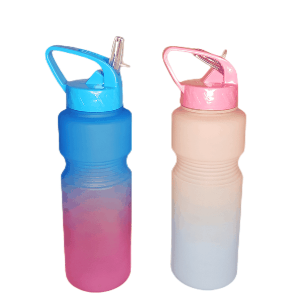 Set of 2 Gradient Rainbow Water Bottles (750ml) with Straw for Her &amp; Him