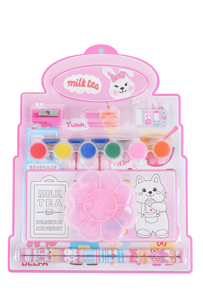 Stationery Set-2 Pencils,4 Sheet,6 ColorPaint,Eraser,Paint Tray-1 x 12 Sets