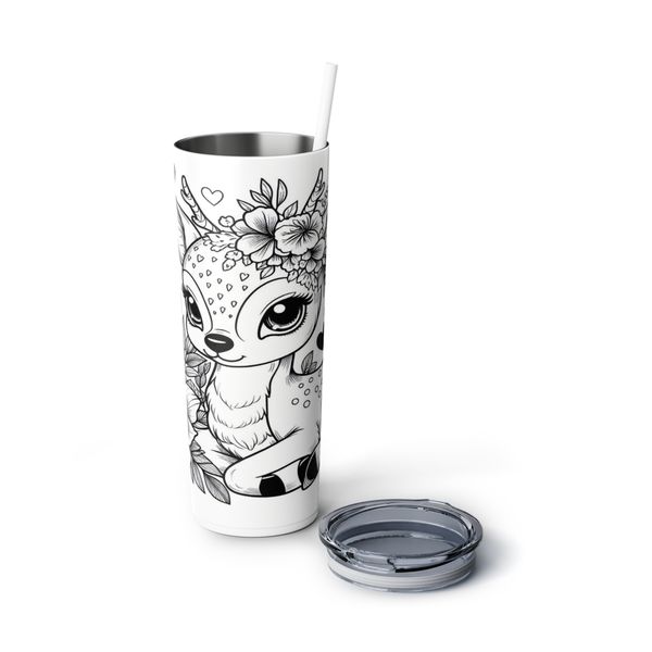 Deer 20oz Black &amp; White Stainless Steel Tumbler