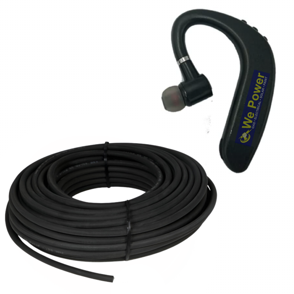 Solar Cable 20 Meter, 6mm Black &amp; Wireless Monaural Bluetooth Earphone