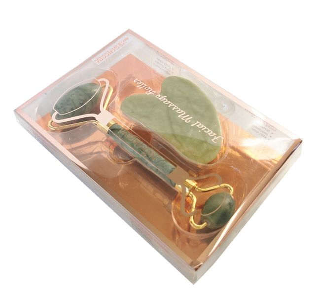 Kissinger Facial Jade Roller Massager &amp; Gua Sha Set - Genuine Jade