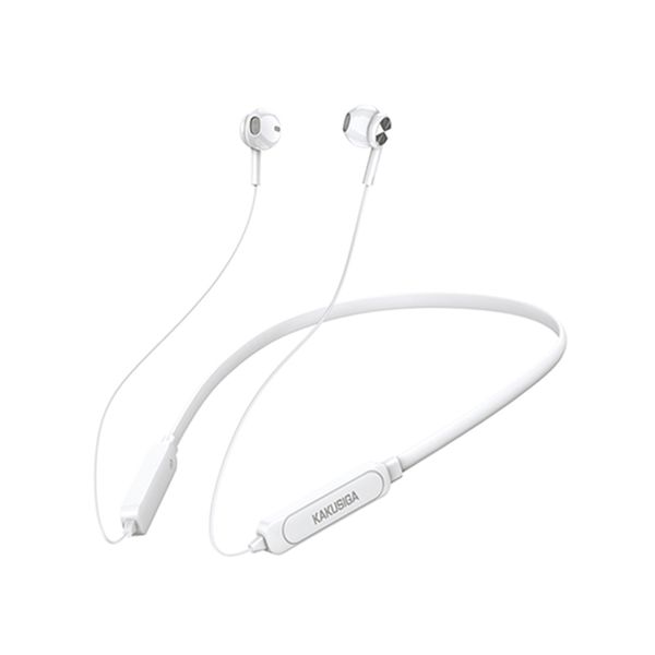 KAKUSIGA White Sports Bluetooth Neck Headset Earphones - Long Battery Life