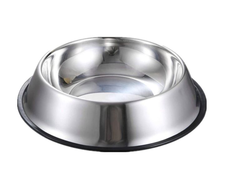 Silver Stainless Steel Cat &amp; Dog Feeding Bowls Non-Slip Base