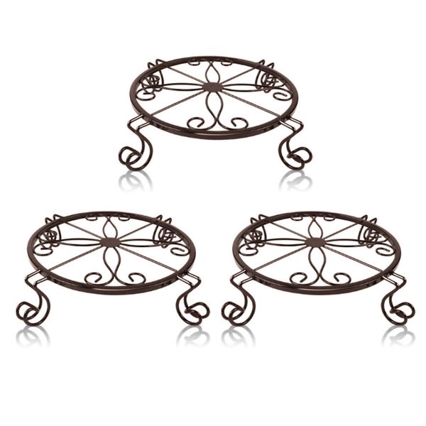 3Pieces Low Bronze Iron Plant Stand image