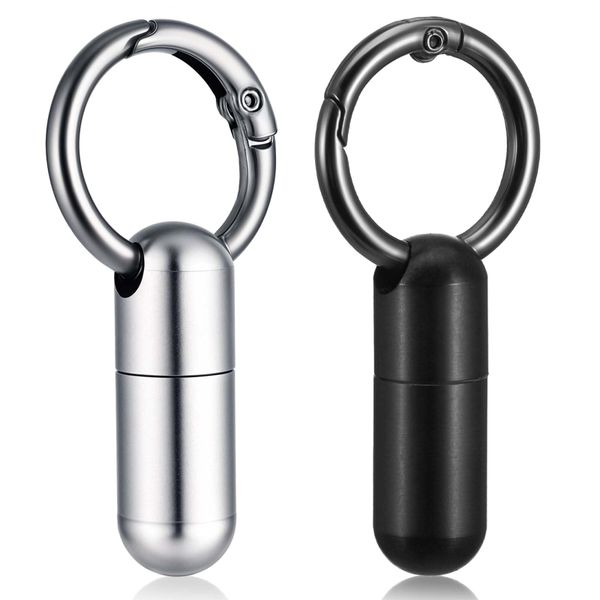 Pack of 2 Pill Box Key Ring, Portable Pill Holder Key Chain for Travel