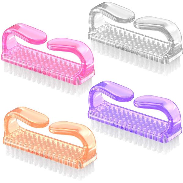 4 Pack Handle Grip Nail Brush &amp; Foot Brush: Scrub Kit For Toes/Nails