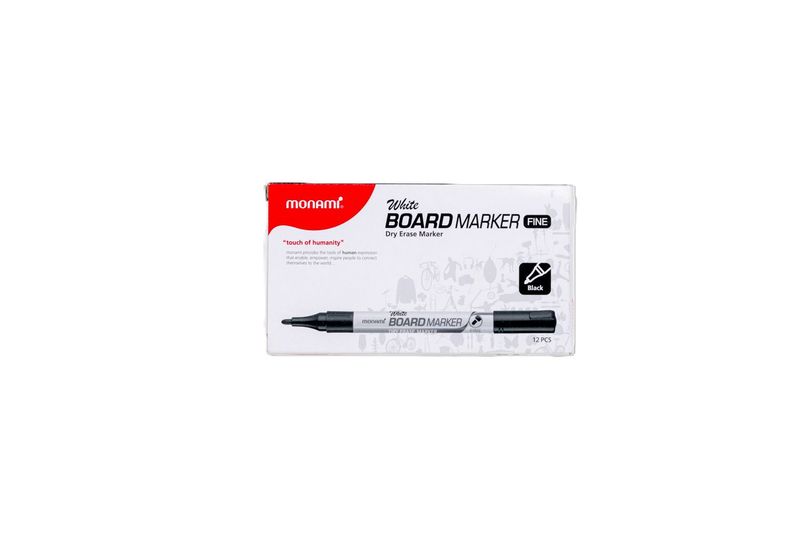 MONAMI Whiteboard Marker Fine Black Box of 12's