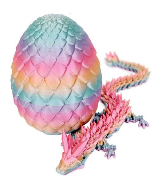 3D Printed Dragon Egg with 8" Laser Dragon Inside, Magic Articulated Toys