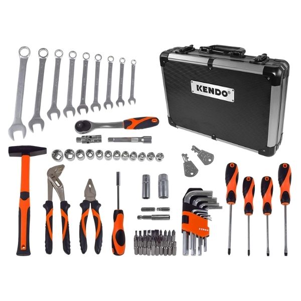 Kendo - Hand Tools Set / Spanners, 1/2" Sockets and Pliers - 76 Piece