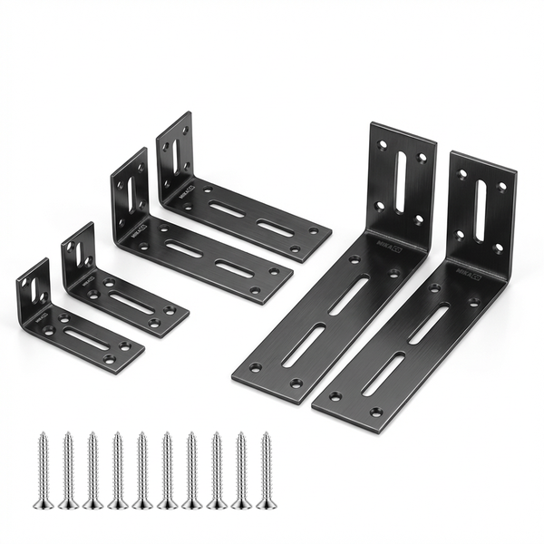 MIkaco 6 Piece Furniture Corner Braces- L-Shape Fixing Brackets w/Screws