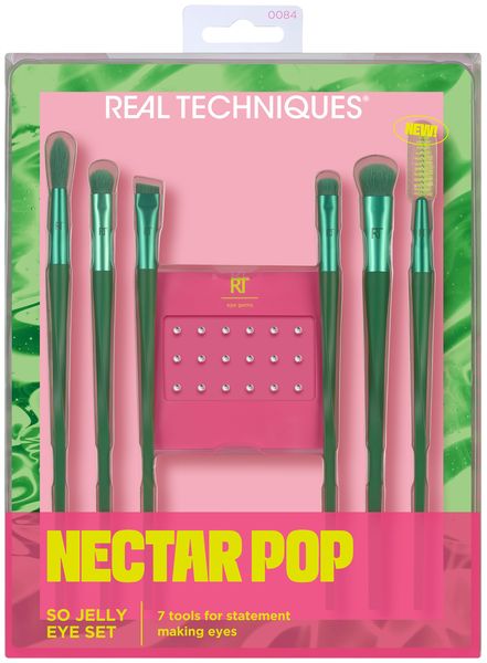 Real Techniques Nectar Pop So Jelly Eye Makeup Brush Kit, 7 Piece Set