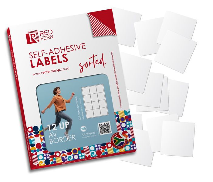 Redfern Bordered 12upAV A4 Self-Adhesive Labels 100 Sheets