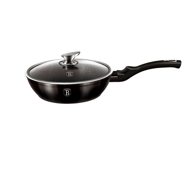 Berlinger Haus 24 cm Marble Coating Deep Frypan &amp; Lid - Shine Black Edition