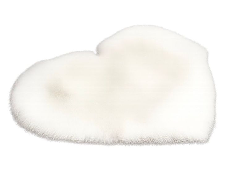 Faux Fur Heart Rug Soft Fluffy Decor Mat - White