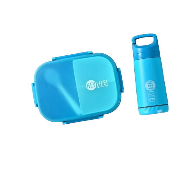 Lunch Box with Water Bottle and 3-Grid Design