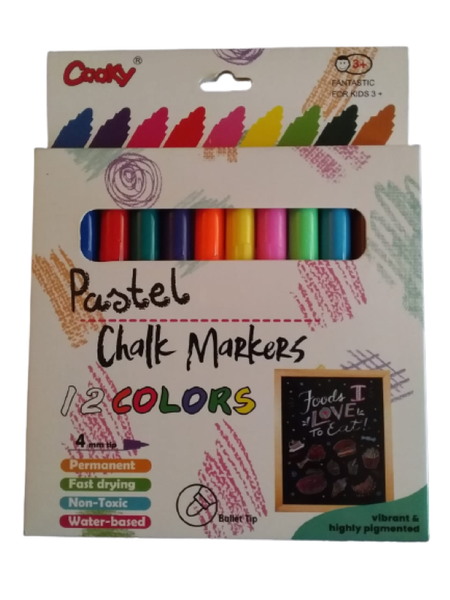 Pastel Chalk Markers - 12 Colors