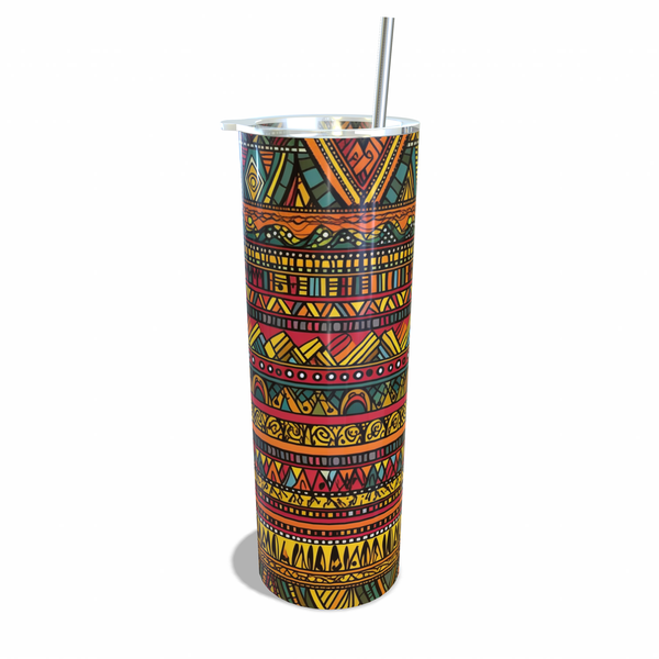 Gorgeous Double Walled Skinny Tumbler with African Design