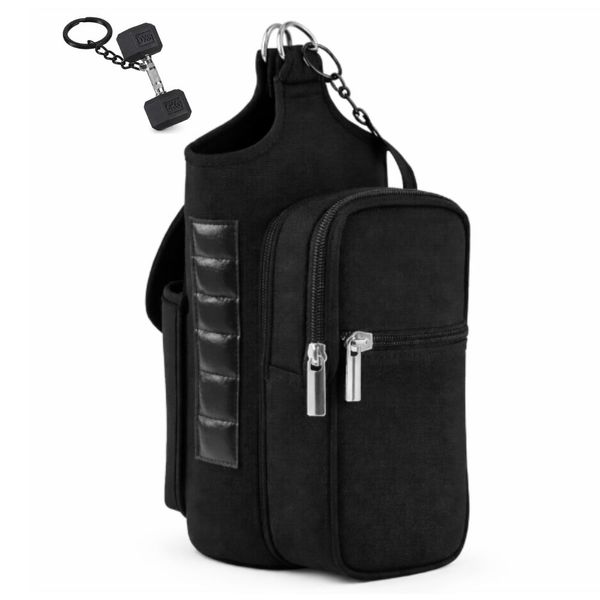 Magnetic Water Bottle &amp; Phone Holder Bag with Dumbbell Keychain