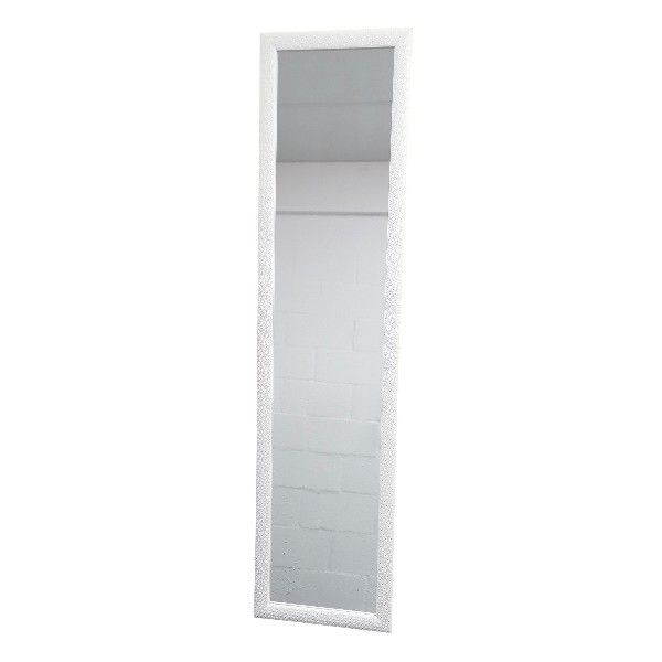 White Wooden Frame Rectangular Glass Mirror