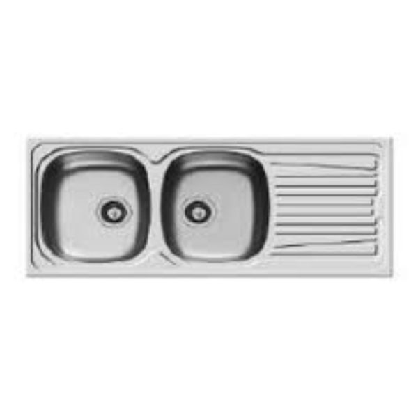 Double Bowl Stainless Steel Sink - 1200mm x 480mm x 5mm - 90mm Drop-In