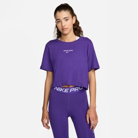 Nike Women s Pro Dri FIT Short Sleeve Crop T Shirt Court Purple Daily Sale Shop