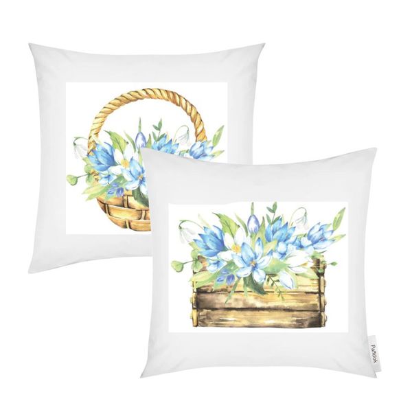 Pandok - Scatter Cushion Cover Set – Basket with Pink Flowers