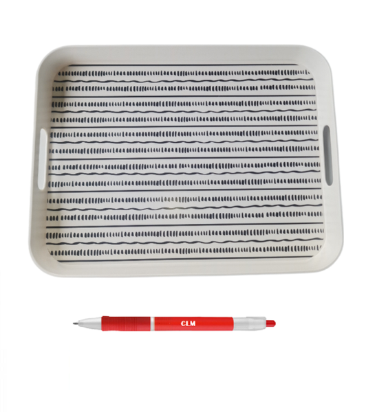 White and Black Bamboo Fibre Serving Tray with CLM pen