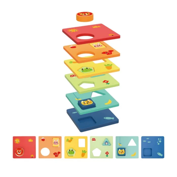 TookyToy - Wooden Shapes &amp; Colours Puzzle