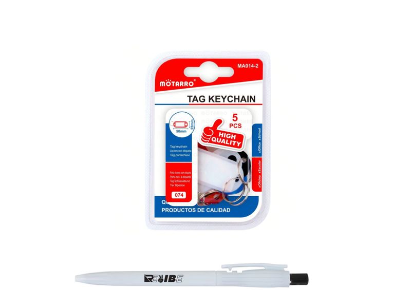 Soft Durable Plastic Tag Colour Keyrings Keychains 5pcs With ReVibe Pen