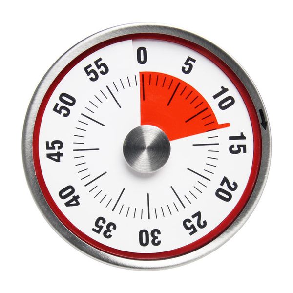 Mechanical Cooking Timer - Stainless Steel Manual Countdown - Round Shape Magnetic Kitchen Timer