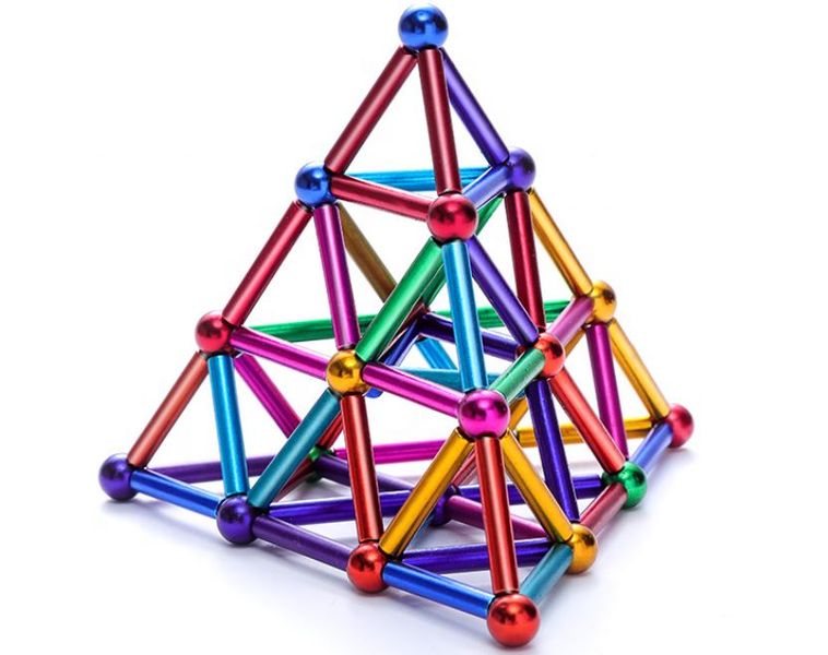 Magnetic Building Blocks Set - Multi-Colour Magnetic Rods and Balls