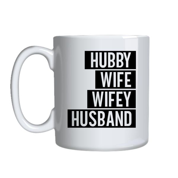 Hubby wife wifey husband Coffee Mugs Funny Marriage Graphic Cup Present 046