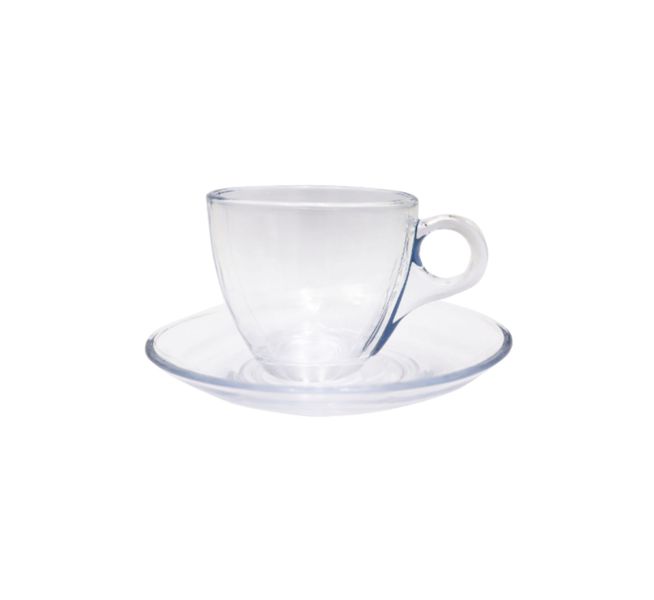12 Pce Clear Cup and Saucer set 200ml