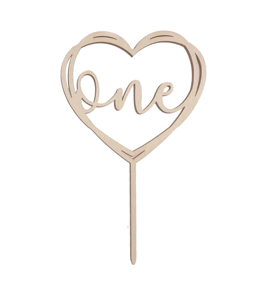 1st Birthday Cake Topper - Heart