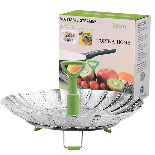 Topika - Vegetable Steamer Basket Stainless Steel, Folding Steaming Basket
