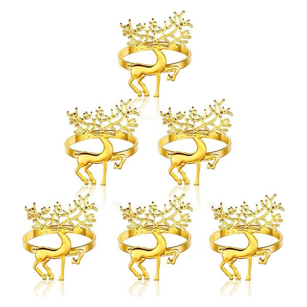 6 Pcs Deer Napkin Rings,Napkin Ring for Christmas,Holiday Parties, Dinner P